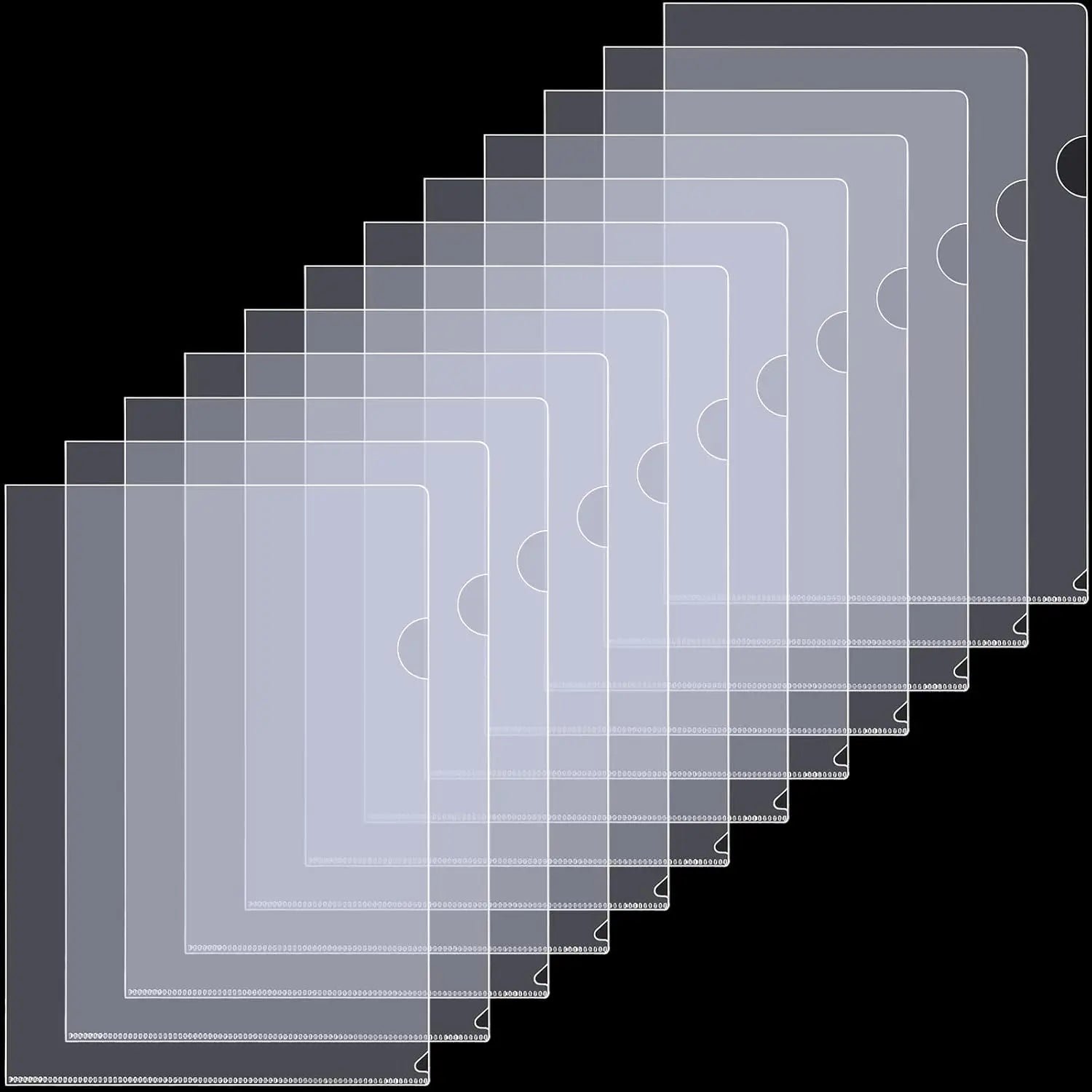 12 Pack Clear File Folders - A4/Letter Size Transparent L-Type Paper Plastic Sleeves Ideal for School and Office Supplies